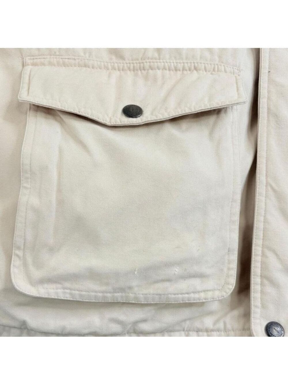 Wintage  Men's L Heavy Duty Canvas Trucker Workwear Beige Vest Flannel lining - Picture 8 of 8
